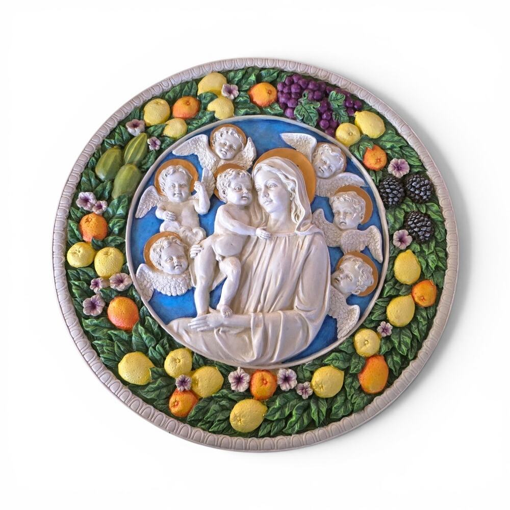 Design Toscano Virgin Mary and Child Roundel Wall Sculpture
